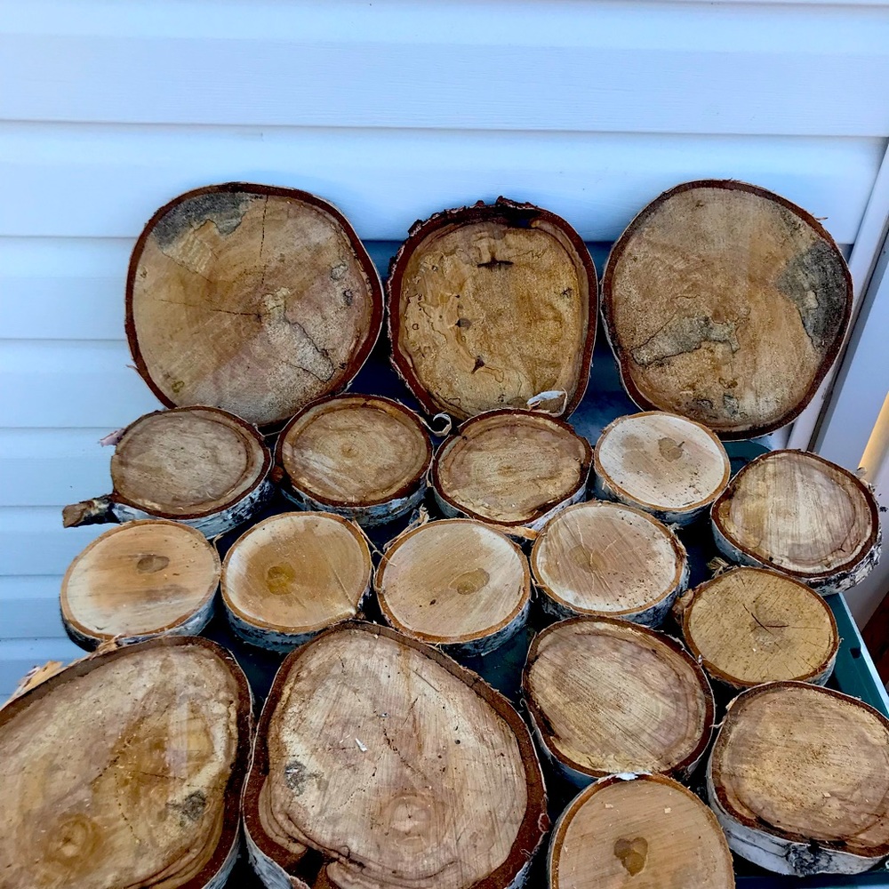 Untreated Birch wood wedding decor